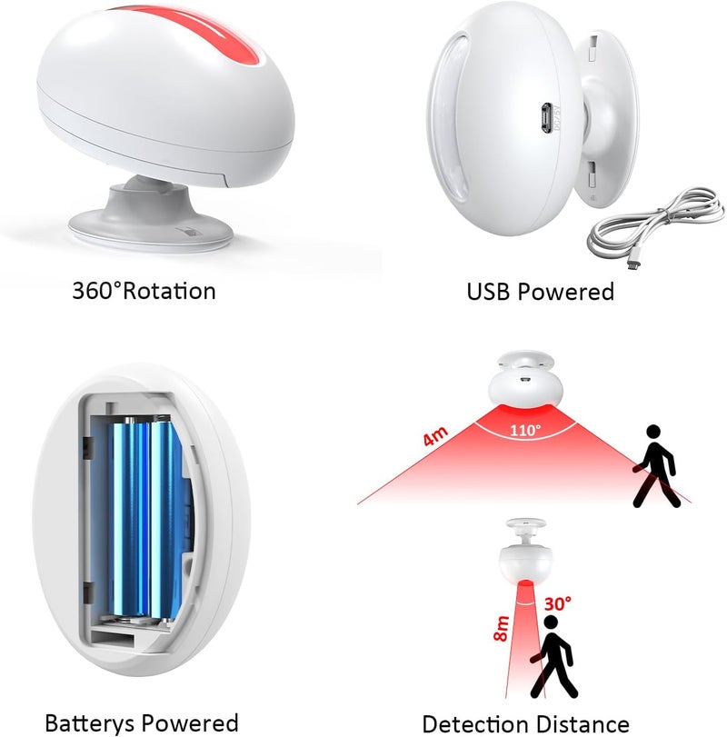 SECRUI Wireless Motion Sensor Doorbell -Indoor Motion Detector Alarm, Door Chime for Business/Store/Office Entrance, Entry Alert Bell with Buzzer, USB/Battery Powered (1 Receiver + 1 Motion Sensor) - Image 5